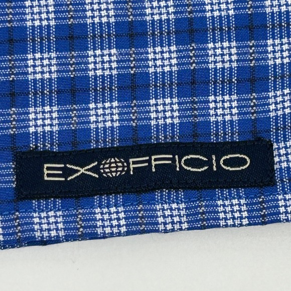 ExOfficio Buzz Off Insect Shield Long Sleeve Button Up Shirt Mens XL Blue Plaid - Picture 3 of 10